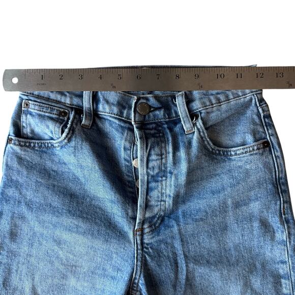 denim forum | yoko high rise slim medium wash button fly aritzia jeans sz 24 - Picture 11 of 12